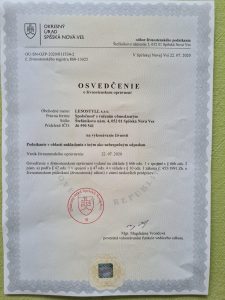 Lesostyll - Spišská Nová Ves - certifikát